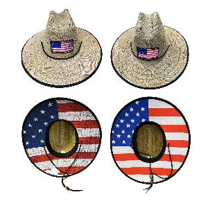 American Flag Lifeguard Straw Sun Hats
